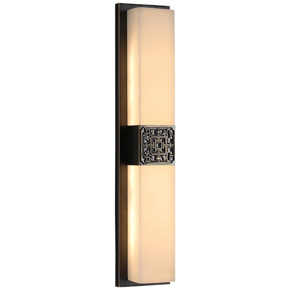 KBUUKYYXouy Modern Wall Light Marble Black Brass Alabaster Wall Sconce Lighting Long Linear Stone Marble Dimmable Bathroom Vanity Light Fixture for Living Room Bedroom Rest,47CM(47CM)