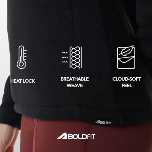 Image of Boldfit Women Polyester High Neck Winter Sweatshirt, Stylish & Warm Full Sleeve Pullover Jacket, Ultra-Soft Fabric, Tailored Fit, Cozy, Sweatshirts for Cold Weather