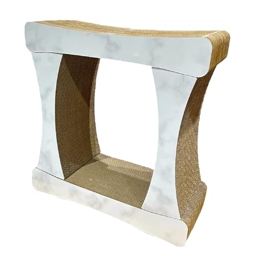 猫の爪とぎ 神殿[高](カラー:大理石柄・白)