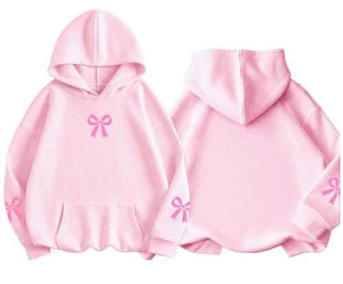 QIXYN Girls hoodies Bow Graphic Long Sleeve Hooded Sweatshirt Pullover Tops - image 1
