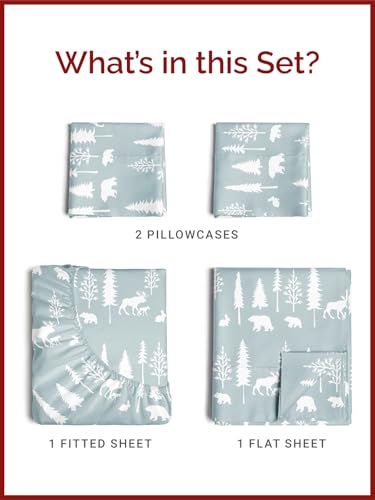 Queen Christmas Woodlands Sheet Set - Holiday Xmas Pattern Bedding Set - Deep Pockets - Snug Fit - 4 Piece - Wrinkle Free & Easy Fit - Cozy Festive Winter - Holiday Sheets for Women, Men, Kids & Teens
