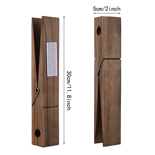 12 Inches Jumbo Clothespins With Adhesive Wooden Clothespins Towel Holder Clothes Clips With Spring For Wall Bathroom Laundry Room Nursery Kitchen Decor #TOP1