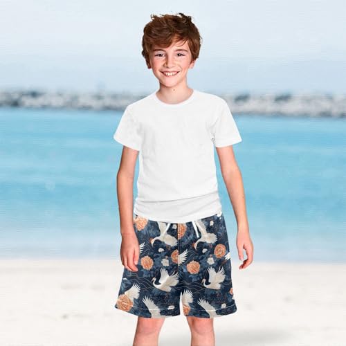 Flowers White Bird 1 Boys Swim Trunks Toddler Shorts Swimwear Boardshorts 6