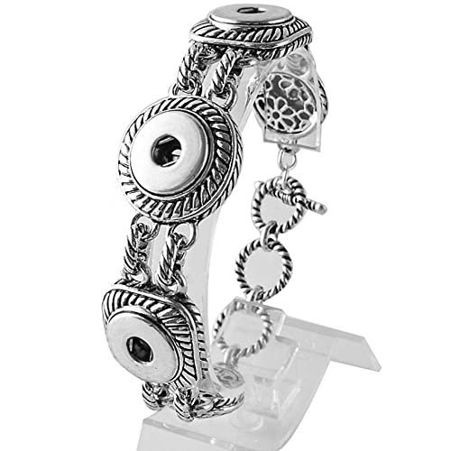 Snap Jewelry 3 Ginger Charm 9 inch Bracelet Silver Plated