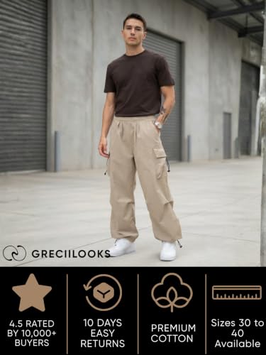Image of GRECIILOOKS Men's Cargo Pants | 4 Pocket Cotton Cargo Joggers for Men | Loose Fit Stylish Pant with Pockets | Casual Baggy Trousers & Streetwear Lower