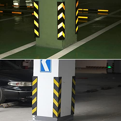 Reflective Wall Corner Protector, Car Parking Bumper Guard, 1cm Thick L-Shape Rubber Corner Guard with Yellow Strips, Wall Guard for Garage and Parking (120cm, 1pc)