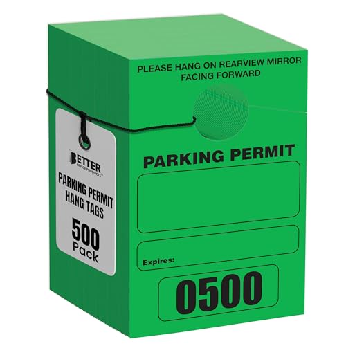 Better Office Products Parking Permit Hang Tags, 500 Pack, Temporary