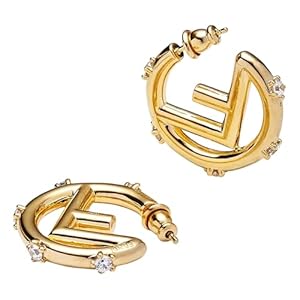FENDI F Is Fendi Womens Gold Hoop Earrings Oro Soft and Crystal