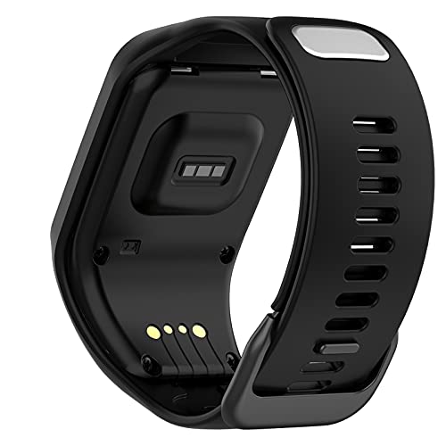MOTONG For TomTom Adventurer Replacement Band - Silicone Replacement Wrist Band Strap For TomTom Adventurer, TomTom Runner 3/2, TomTom Golfrt 2(Silicone Black)