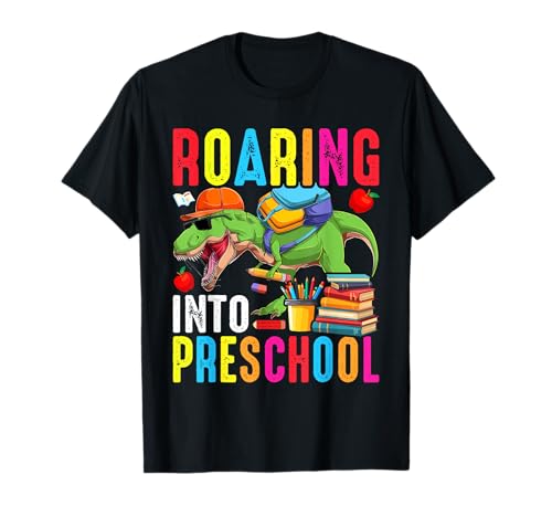 Roaring Into Preschool Dinosaur Teacher Pre K Back To School T-Shirt