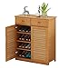 shelf Étagère à chaussures 2 portes 4 étages avec 2 tiroirs de rangement sur le dessus - Meuble à chaussures moderne en bambou - Meuble de rangement multifonction pratique pour salon, entrée, couloir