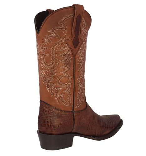 Texas Legacy Mens Cognac Western Leather Cowboy Boots Teju Lizard Print J Toe3