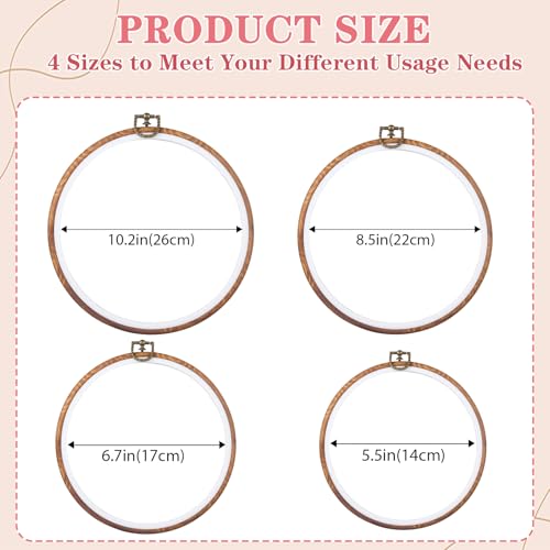 4Pcs Embroidery Frame for Dispaly 5inch to 10inch Cross Stitch Frame Set, Circle Embroidery Hoops Display Frame for Sewing and Wall Hang, Needlework, Embroidery Projects - Image 3