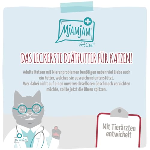 MjAMjAM VetCat - Premium Nassfutter für Katzen - Diät - Niere - Renal - Huhn, 6er Pack (6 x 200g), getreidefrei