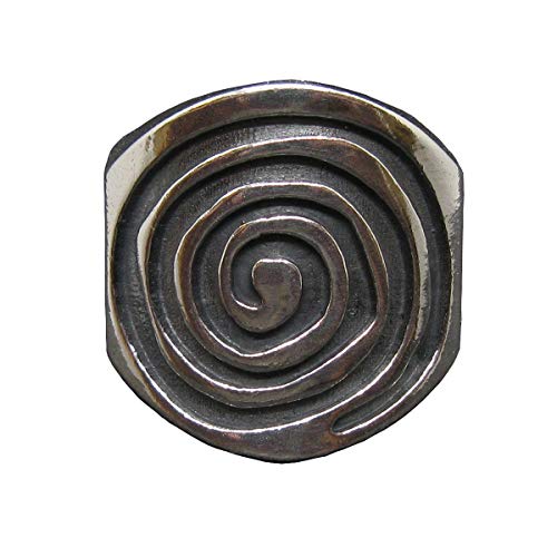 Bague en argent sterling femme spirale solide poinçonnée 925 anneau ajustable R002016