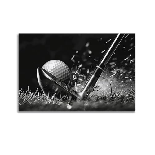 Enypolis Golf Wall Art Black And White Golf Ball Sport Canvas Poster For Golf Lovers Gifts And Gym Living Room Wall Decor(18'X12'Unframed)