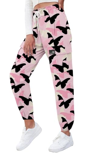 Image of Cromoncent Girls & Womens Camo Print Cargo Pants Outdoor Lightweight Jogger Baggy Pants, 6 Years - XX-Large