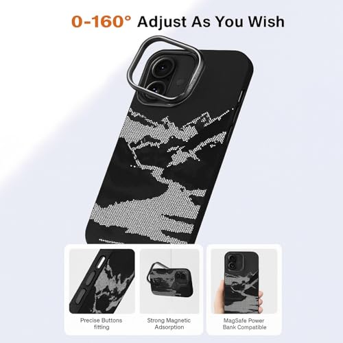 Image of AIBEX Aramid Fiber Mag-Saf Case Compatible for iPhone 16 Plus | Slim Protective Back Cover with Built-in Magnets | Wireless Charging Support | Camera Ring Stand | Shockproof with Air Guard Corners
