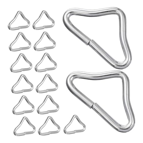 BESTonZON 25 Piezas de Anillos Triangulares Metálicos Profesionales para Cama Elástica Resistentes al Desgaste Color Plateado Accesorios para Tensar Malla de Trampolín Ideales para Uso