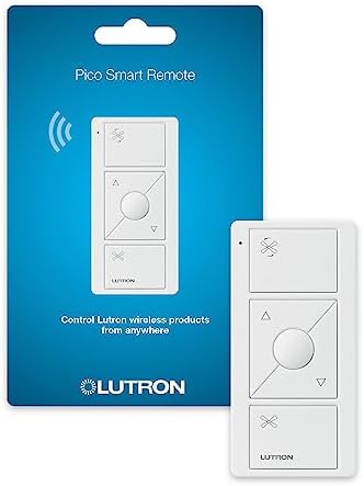 Lutron Pico Remote for Caseta Smart Fan Speed Control, 3 Button Control, For Table Top or Wallmount Use, PJ2-3BRL-WH-F01R, White