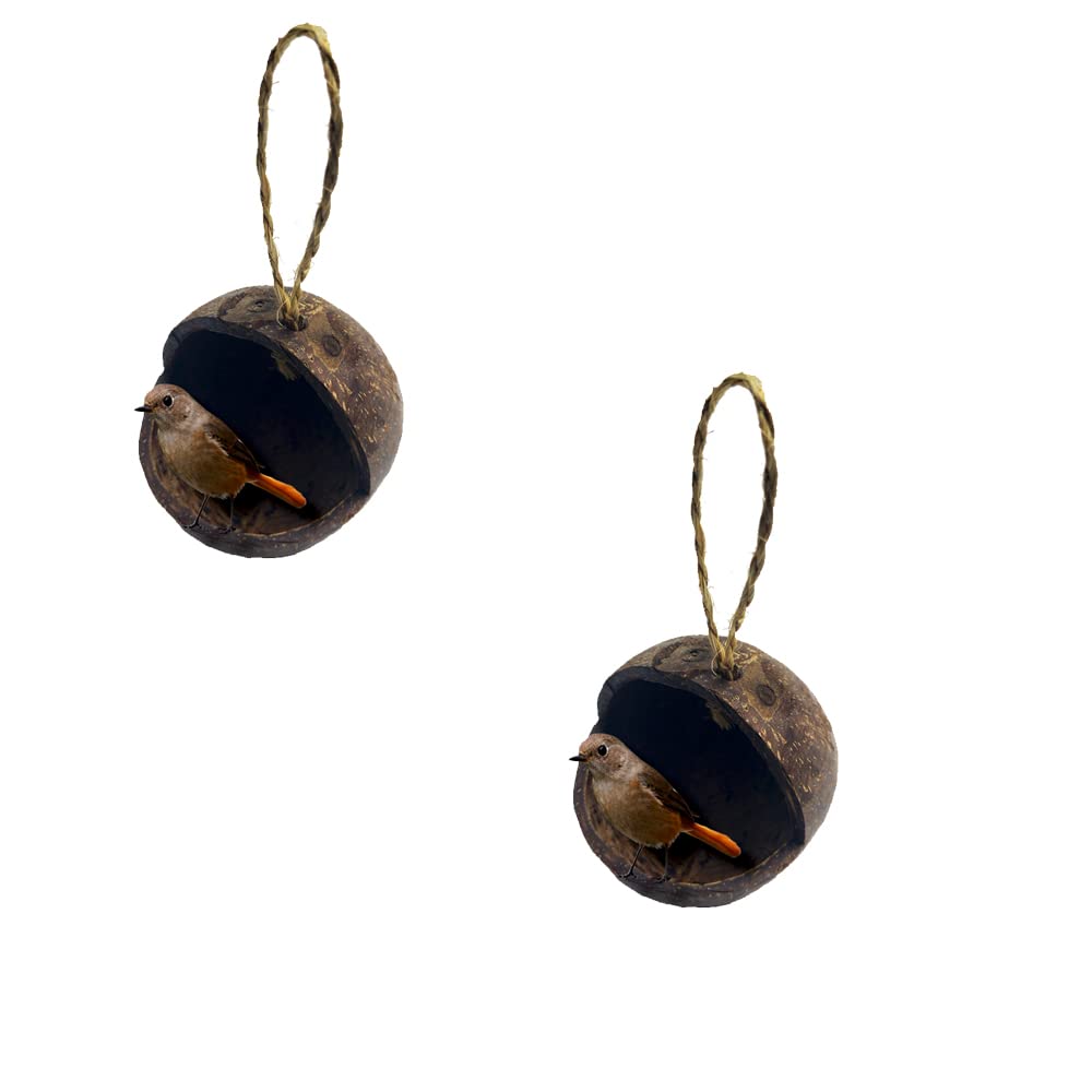 Mats Avenue® Hand Crafted Open Bird Feeder Made of Coconut Shell Smoothened Brown Color 12x10 CM Set of 2 (B09Y6BP336) Amazon Price History, Amazon Price Tracker