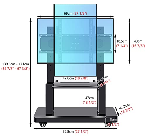 Soporte móvil para TV de 40 a 70 pulgadas, altura ajustable miniatura 6