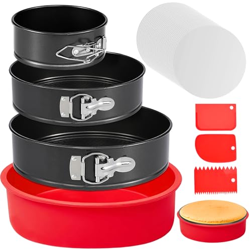 Comparison: Best Springform Pan For Cheesecake 9 4 7 9 Inch Springform Pan Set of 3, Leakproof Cheesecake Pan with Protector, Nonstick Spring Form Pans for Cheesecake, Round Cake Pans Sets for Baking with Removable Bottom and 50Pcs Parchment Paper
