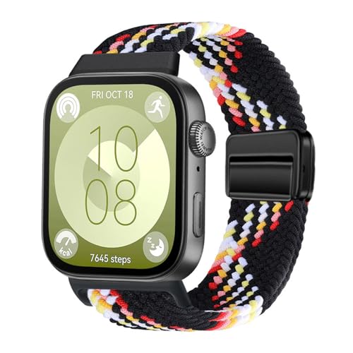 [SHANCHI] For HUAWEI Watch Fit4 PRO / Fit4 / Fit3 �����o���h �i�C�����҂݃}�O�l�b�g�o���h ���y�� �ʋC�� �h�����Ɩh���� ���R���� ���􂢉\ ���K�t�B�b�g(�u���b�N���C���{�[)