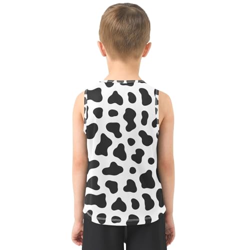 J JOYSAY Cow Spot Black White Boys Tank Top Sleeveless Muscle Shirts Quick Dry Kids T-Shirts 3-15T3