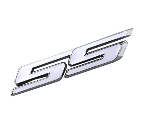 Image of Aimoll 2pcs SS Emblems ABS Sticker 3D Logo for Impala Cobalt Camaro 2010 2011 2012 2013 2014 2015 2016 2017. (White)