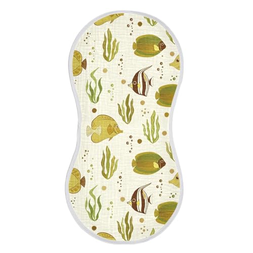 Tropical Fish Baby Burp Cloths for Boys and Girls, Soft Muslin Spit Up Towels, 22
