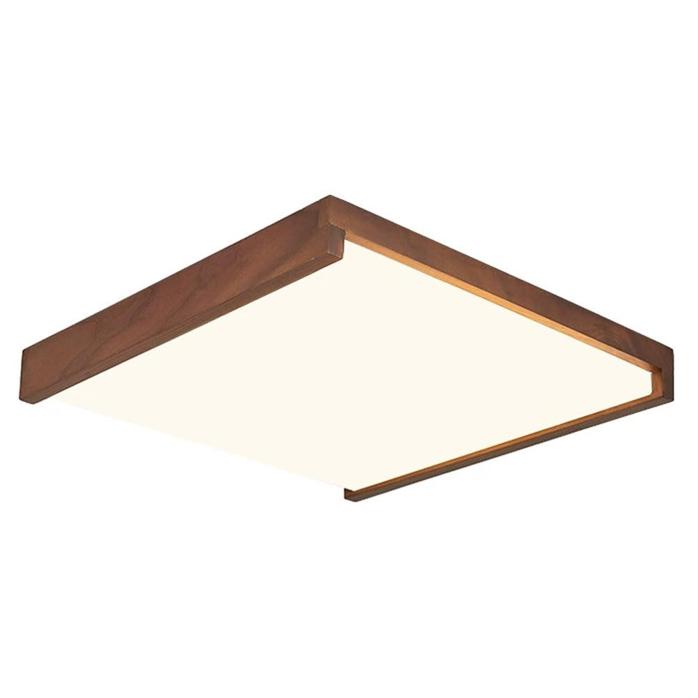 JXYDJH Adjustable Color Temperature Ceiling Light Fixtures with Walnut Wood Lampshade, Square Flush Mount Ceiling Lamp 19.7 Inch LED 36W Farmhouse Ceiling Light for Bedroom Hallway Bathroom Kitchen
