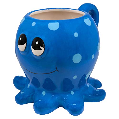 Deluxebase Crockery Critters - Octopus Mug from Hand-Painted Animal Shaped Drinking Cup. Novelty Tea and Coffee Gift for Kids and Adults and Cute Kitchen Accessories.
