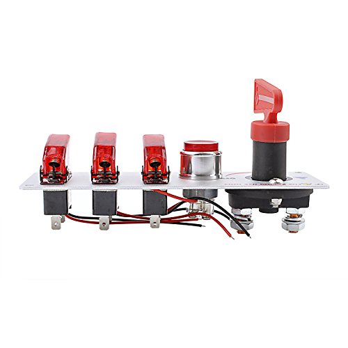 Jianfa 12V Racing Car Ignition Switch Panel With Engine Push Button Ignition Starter Switches Panel 5 In 1 Toggle Switches For Race Car Sport Competitive Rv Truck Red Led Silver Panel #TOP2