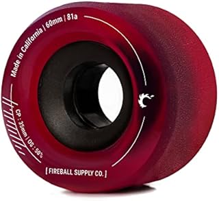 Fireball Tinder 60mm Longboard Wheels 81a - USA Made Soft Wheels for Skateboard Longboard and Cruiser (Set of 4 - Red)