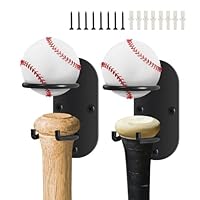 2er-Packung wandmontiertes Baseballschläger-Aufbewahrungsregal, Metall-Baseballschläger-Ausstellungshalter, Baseballschläger-Organizer (Schwarz)