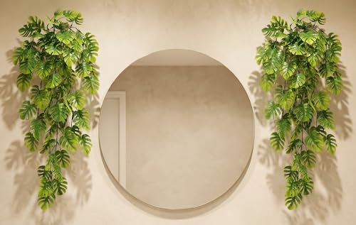 Image of Dekorly 2 Pack Artificial Plants Artificial Hanging Plants Faux Eucalyptus Leaf Greenery Fake Hanging Eucalyptus Plant (Green) (2, Monstera Vines)