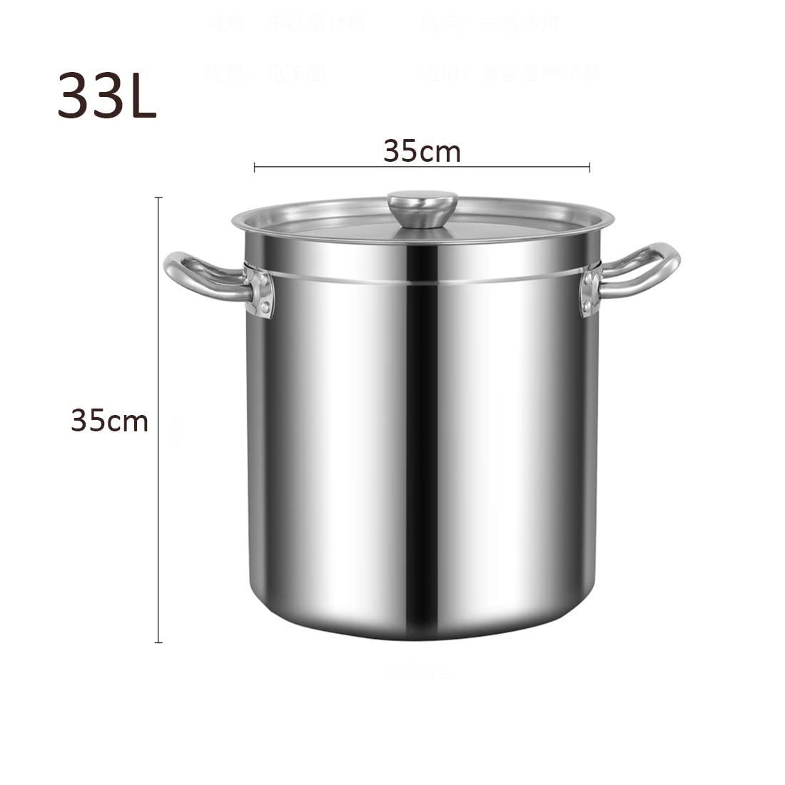 Suppentopf, Tiefer Gemüsetopf aus Edelstahl mit Deckel(35*35cm(33L))