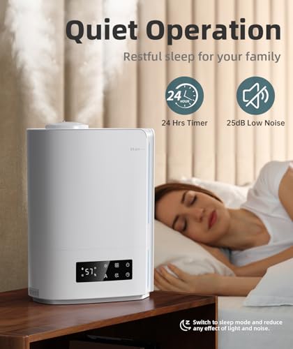 BREEZOME 6L Humidifiers for Bedroom Large Room, Ultrasonic Top Fill Cool Mist Humidifier & Essential Oil Diffuser with Smart Humidistat Control, Last up to 60 Hours, Ideal for Plants, Baby Nursery - Image 4