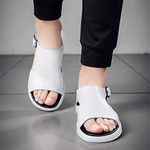 Men Leather Fashion Designer Slippers Beach Soft Casual Outdoor Sandals Business Flats(OneColor,38)3