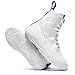 OUSUO Mens Wrestling Shoes Boxing Shoes High Top Fitness Sneakers Weightlifting Fighting Shoes Zero Drop Sole White 8