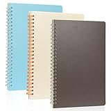 Classycoo A5 Spiral Notebook, 3 Pack 8.3"x5.7" PP Hardcover Notebook Ruled Lined Journal Notebook 80
