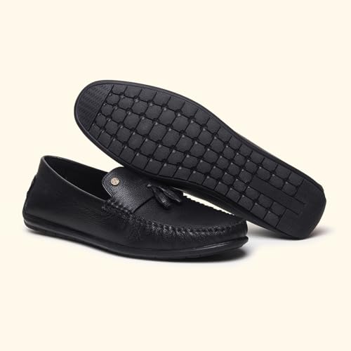 Image of YOHO Loafers for Men | Leather Slip-On Loafers | Stylish, Flexible Shoes with Footpharma Footbed | Comfortable Party, Office & Casual Footwear | Lofos 007