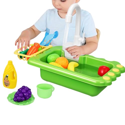 Juguetes para fregadero de cocina de juego: juego de lavabo interactivo, modelo dinámico de estación de lavado para niños pequeños, unidad de limpieza juvenil creativa, accesorio culinario en miniatur
