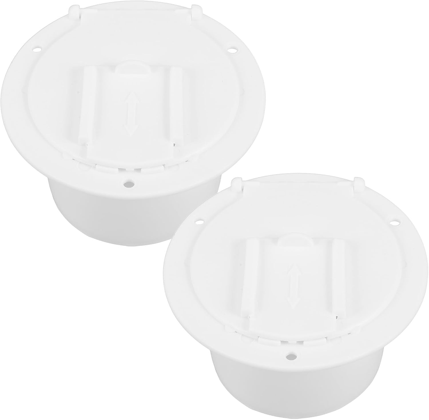 2PCS Boat & RV Cable Hatch - Marine Grade Flush Mount - Round Electrical Cable Access Hatch - Plastic Wire Management Port for Trailer Camper Motorhome White