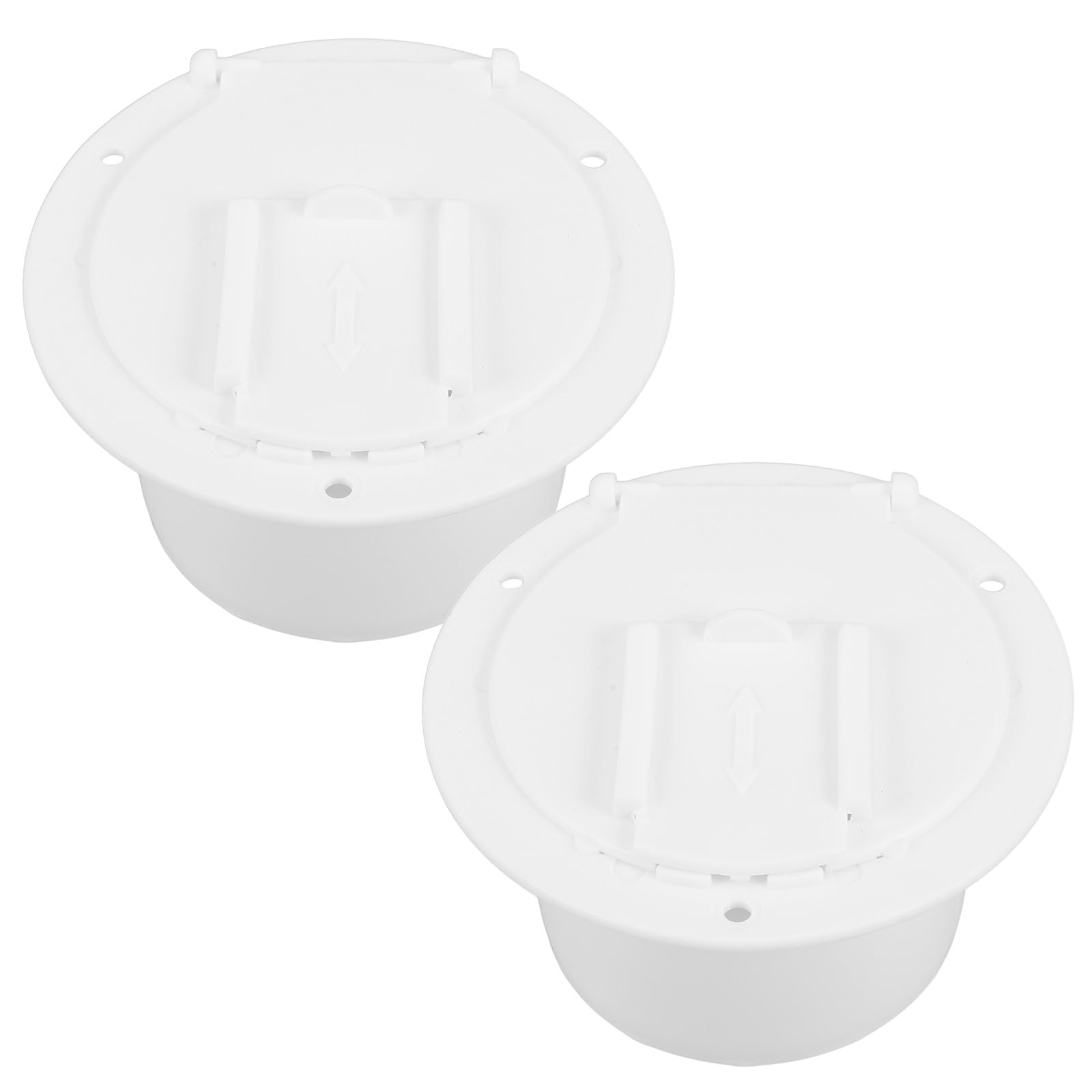 Lot de 2 trappes de Passage de câbles Marins : Orifice d'entrée de câble électrique Rond pour Camping-Car, Caravane ou Bateau - Passe-câbles étanche en Plastique Blanc