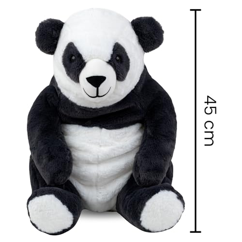 Image of Mirada Big Panda Soft Plush Toy | Black Stuffed Animal for Kids & Panda Lovers | Adorable, Cuddly, Cute Birthday Gift - 35 cm