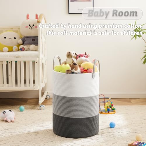 Image of Artfeel Laundry Basket,Woven Cotton Rope Laundry Hamper,100L for Decorative Storage of Dirty Clothes,Toys and Blankets in Bathroom,Bedroom and Living Room
