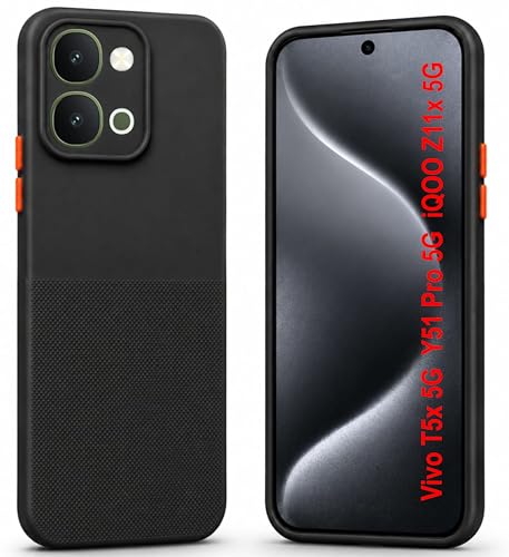 Image of Silicone Back Cover Case for Vivo T5x 5G Y51 Pro 5G iQOO Z11x 5G | Soft Micro-Fibre Lining Inside | Anti Slip Grip & Camera Protection | Shockproof Case for (Beats Black)