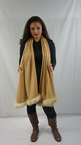 Solid Pashmina Shawl,Scarf & Wrap(with Genuine Fur Trim)3